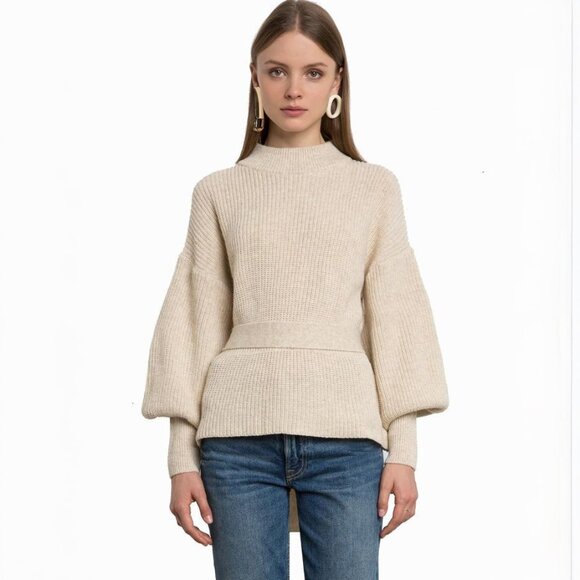 Pixie Market Belted Balloon Sleeve Sweater - sz Medium - Picture 3 of 12